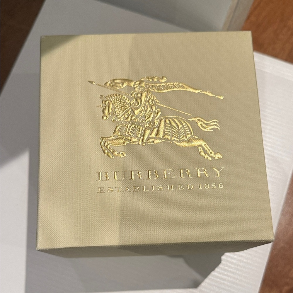 Burberry Beige Box with Gold Logo and warranty card